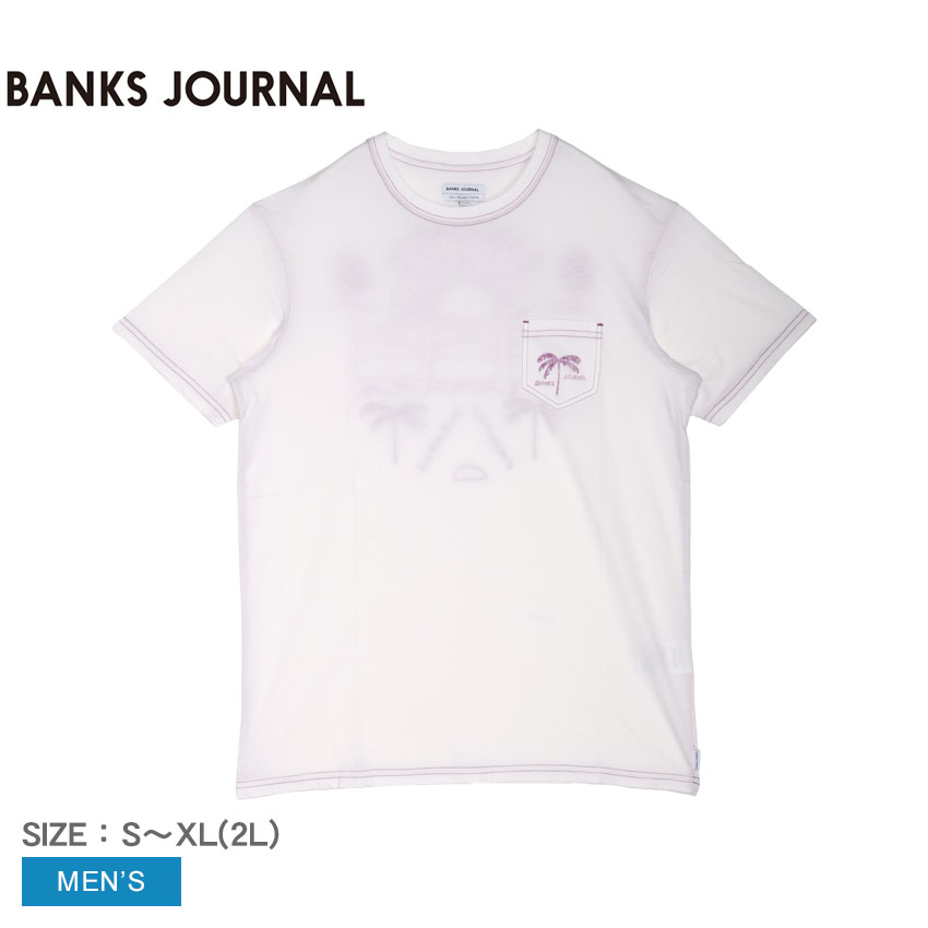 バンクス ジャーナル 半袖Tシャツ メンズ ホワイト 白 BANKS JOURNAL WTS0851 Tシャツ サーフ トップス 半袖 ワンポイント クルーネック