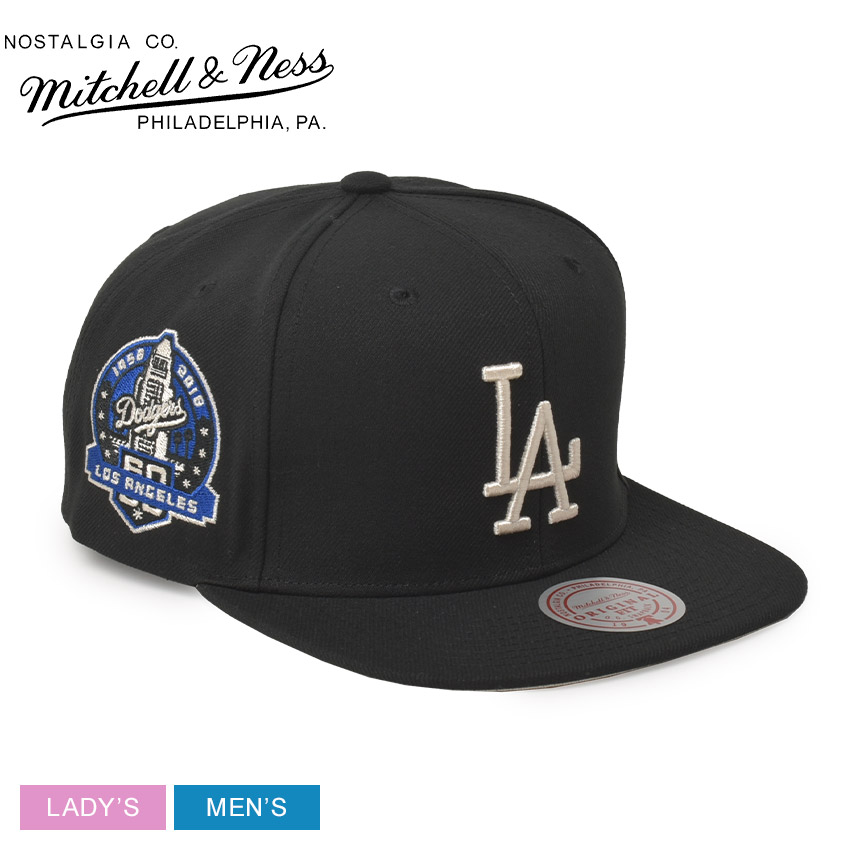ミッチェルアンドネス ベースボールキャップ レディース メンズ Team Classic Snapback Coop Los Angeles Dodgers ブラック 黒 MITCHELL