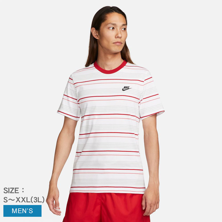 ナイキ 半袖Tシャツ メンズ AS M NSW TEE CLUB STRIPE ホワイト 白 レッド 赤 NIKE FD1359 ウエア トップス 半袖 Tシャツ カットソー ク