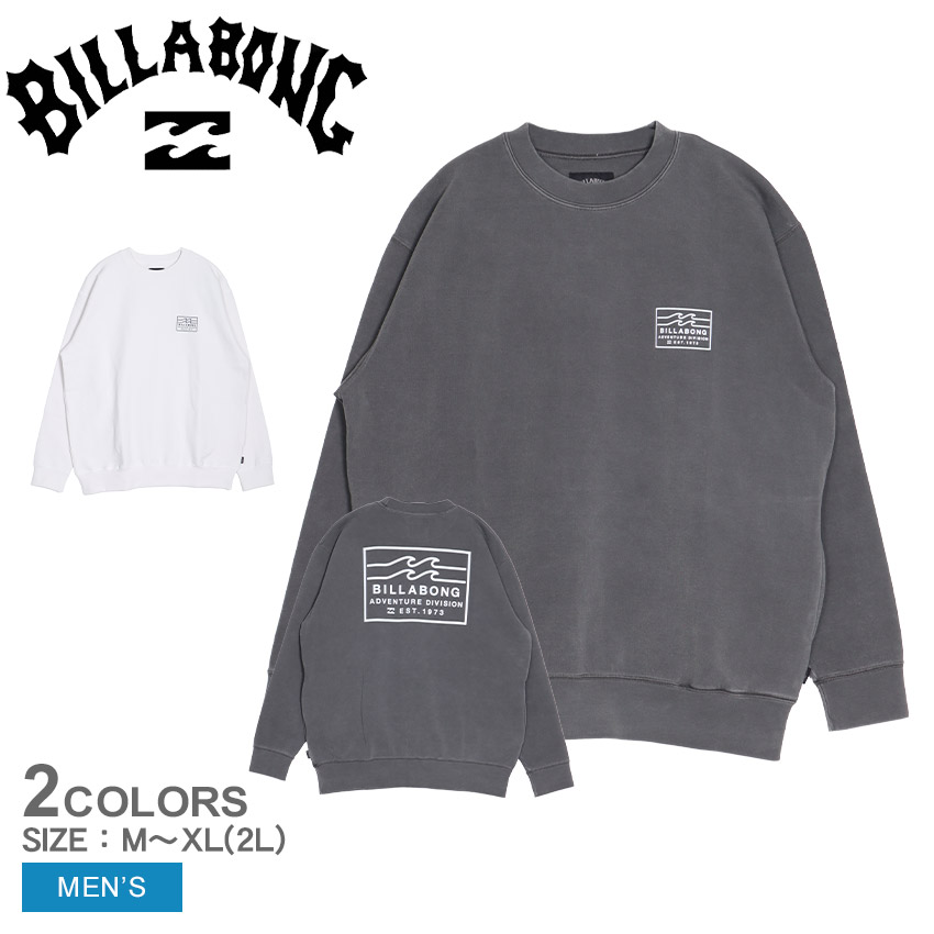 ビラボン トレーナー メンズ ADIV CREW トレーナー グレー ホワイト 白 BILLABONG BE011002 ウエア トップス スエット クルーネック ポケ