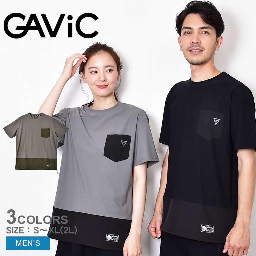 【メール便可】ガビック 半袖Tシャツ メンズ デザイン レイヤードTシャツ ブラック 黒 カーキ グレー GAVIC GA7302 ライフスタイル トッ