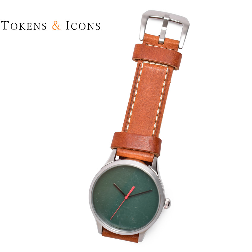 トークン＆アイコン 腕時計 MLB ボールパーク シート ウォッチ ブラウン 茶 グリーン 緑 Tokens＆Icons 17PG 時計 シンプル カジュアル