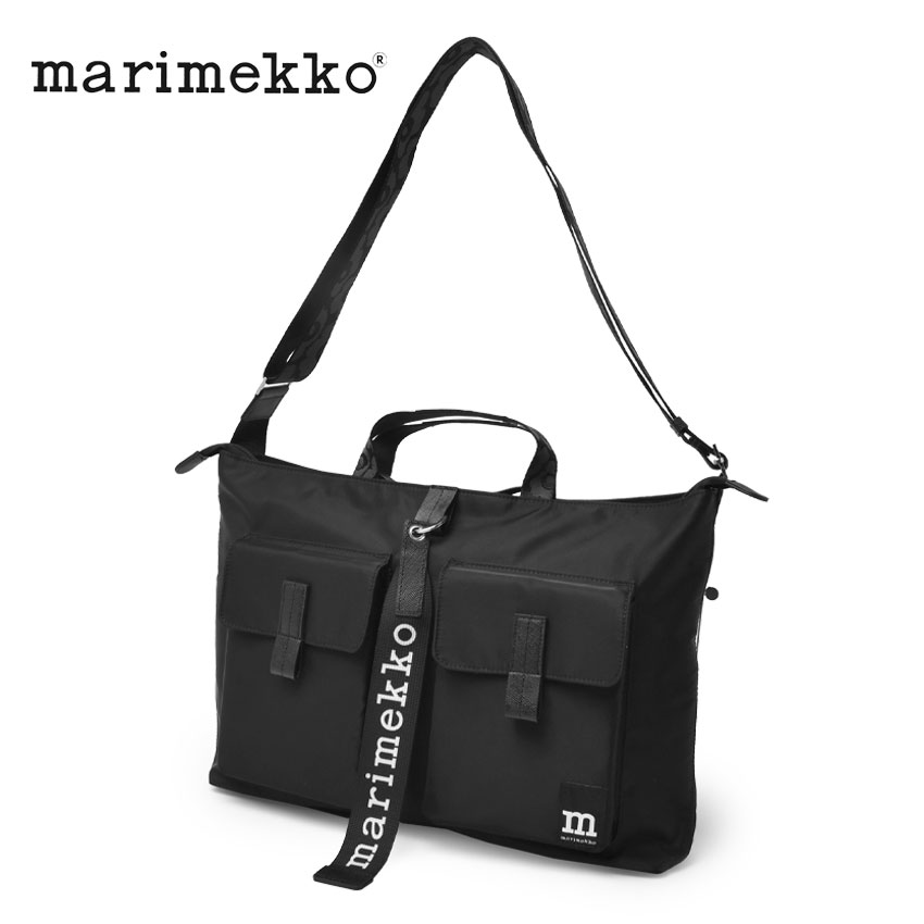 マリメッコ ショルダーバッグ EVERYTHING MESSENGER SOLID ショルダーバッグ ブラック 黒 MARIMEKKO 92327 バッグ 鞄 かばん ロゴ お出か