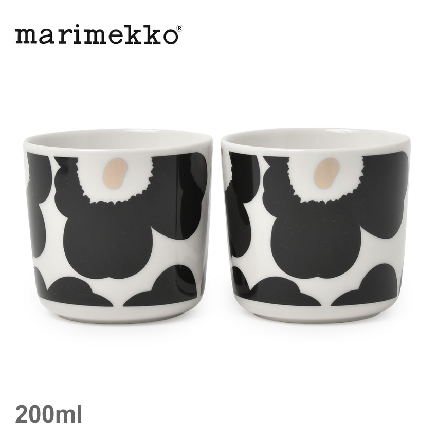 【ラッピング対象外】マリメッコ 食器 Unikko コーヒーカップセット 200ml ブラック 黒 ホワイト 白 MARIMEKKO 72780 雑貨 キッチン ブラ